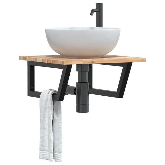 vidaXL - Badkamer - wandschap - staal - en - massief - acaciahout