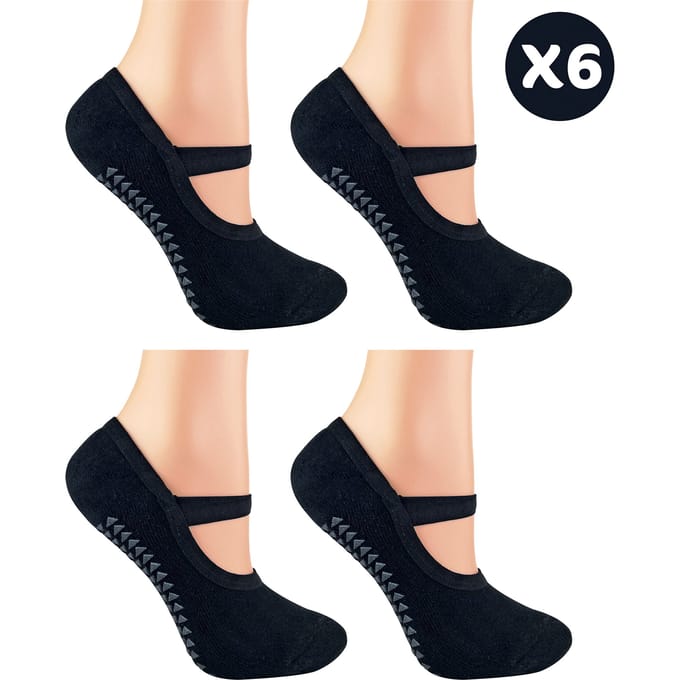 6-Pack Dames Antislip Yogasokken Met Bandjes
