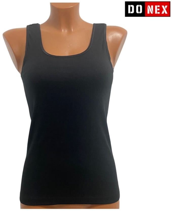 2 Pack Top kwaliteit dames hemd - 100% katoen - Zwart - Maat S