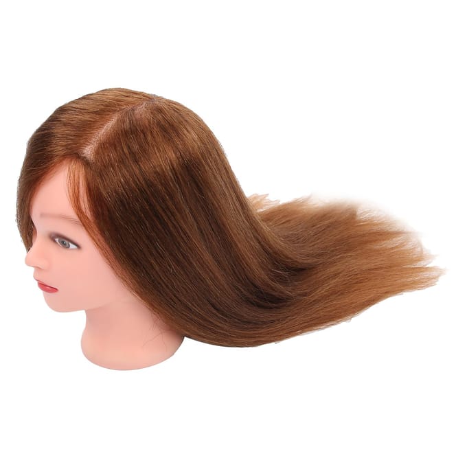 Tête de Mannequin Coiffure Cheveux Humains Entraînement Pratique Cosmétologie Tête de Mannequin Marron noir
