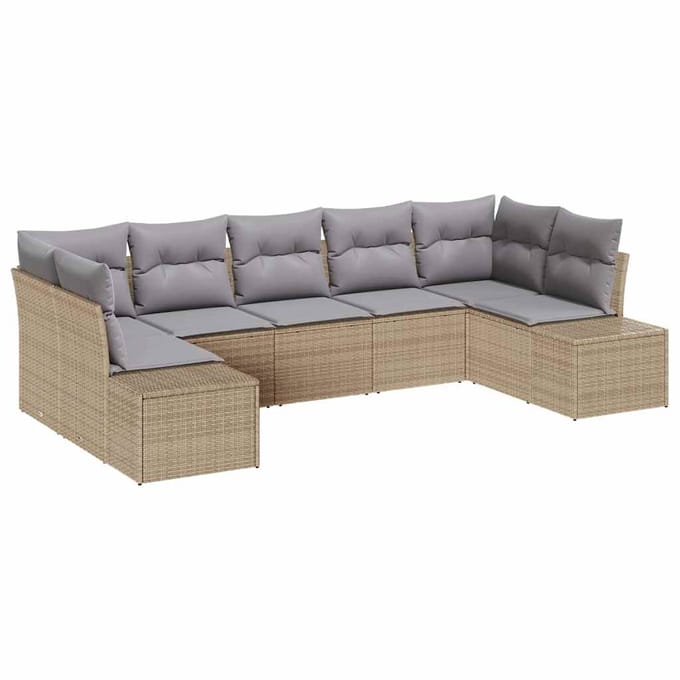vidaXL Tuin Sofa Set 7 st Beige poly rattan