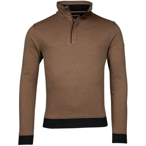 Baileys Trui Half Zip 2-Tone Jacquard Interlock Doubleface Sweat Donker Zand / male