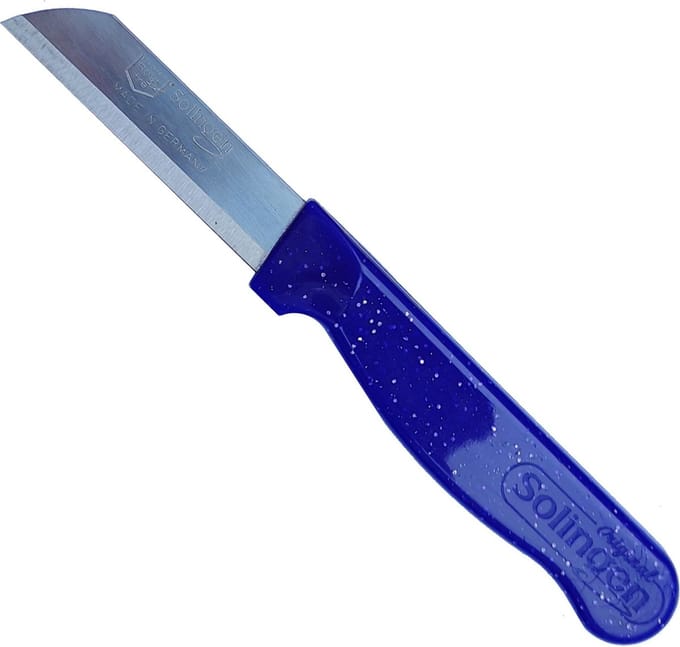 Solingen Schilmesje Robuust Handvat – RVS Glad – 16 cm met Blade Cover – Paars Glitter