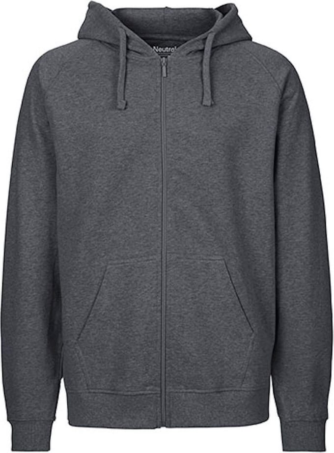 Fairtrade Men's Zip Hoodie met capuchon Dark Heather - 3XL