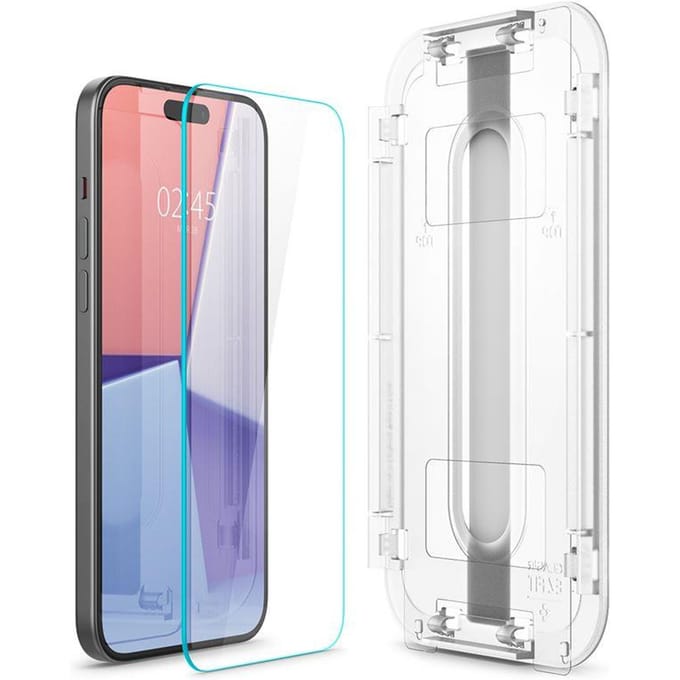 Spigen Screen Protector Geschikt voor Apple iPhone 15 Plus - EZ Fit GLAS.tR - 9H Tempered Glass - Case Friendly - Gemakkelijke Installatie - 1-Pack