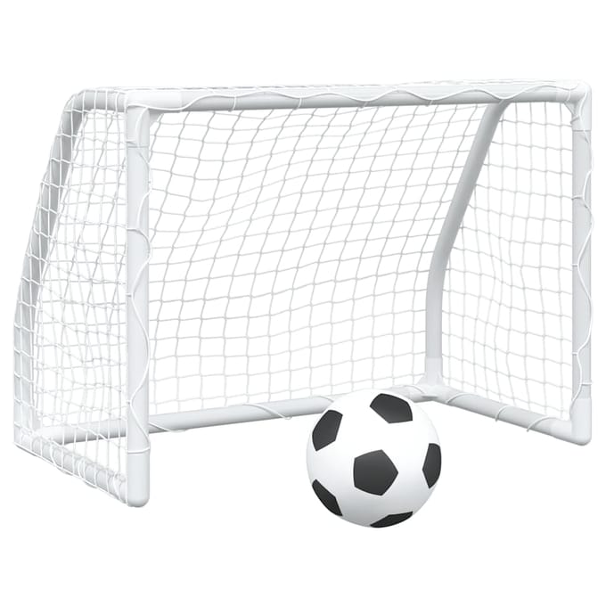vidaXL - Kindervoetbaldoelen - 2 - st - met - bal - 64x35x48 - cm - metaal - wit