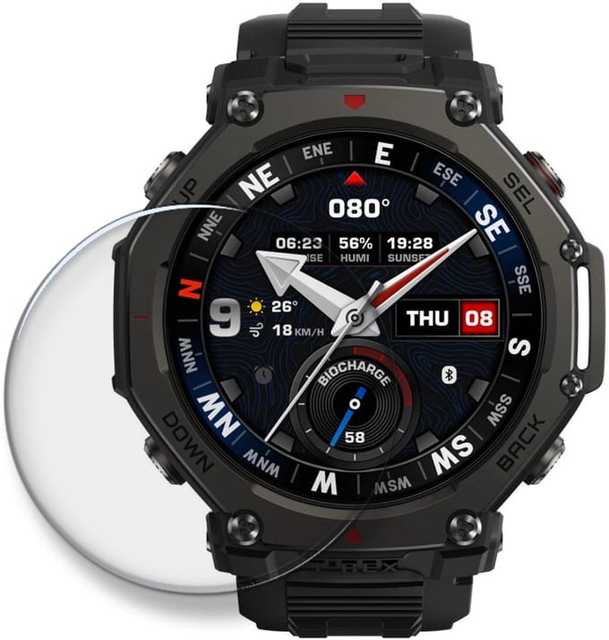 Strap-it Screen Protector van Glas – Krasbestendig, Helder, Ultradun – Glass – geschikt voor Amazfit T-Rex 3 Pro 48mm