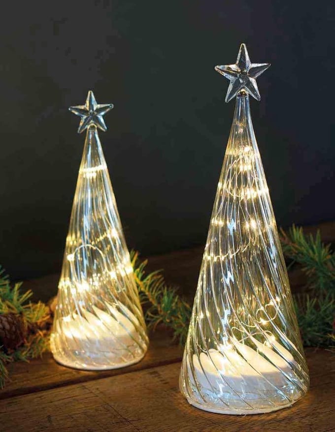 Sirius-Glazen kerstboom Wave met LED lampjes
