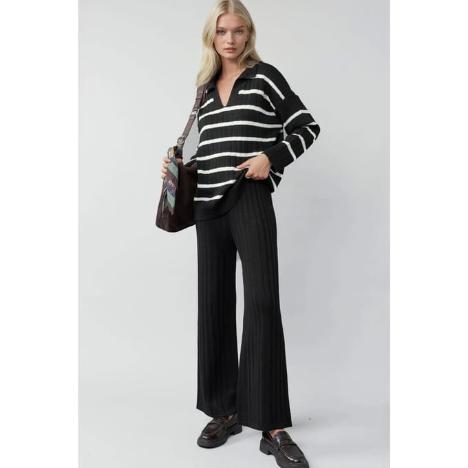Gestreept Brei Co-ord Set met Polo Kraag