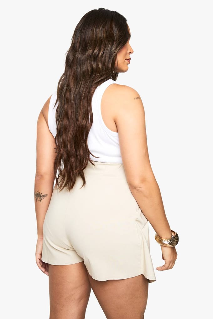 boohoo Dames Plus Wrap Gesp Skort | Steen | Maat: 48