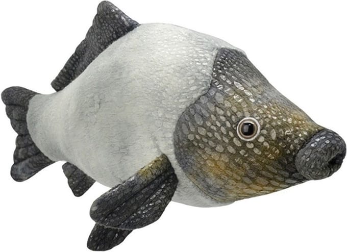 Wild Planet Karper Knuffel - grijs - 32 cm - pluche - vissen knuffeldier