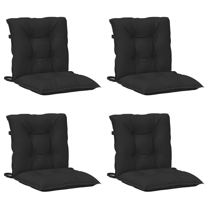 vidaXL - Lage - Rugleuning - Stoelkussens - Set - 4 - st - Polyester - Melange - Zwart