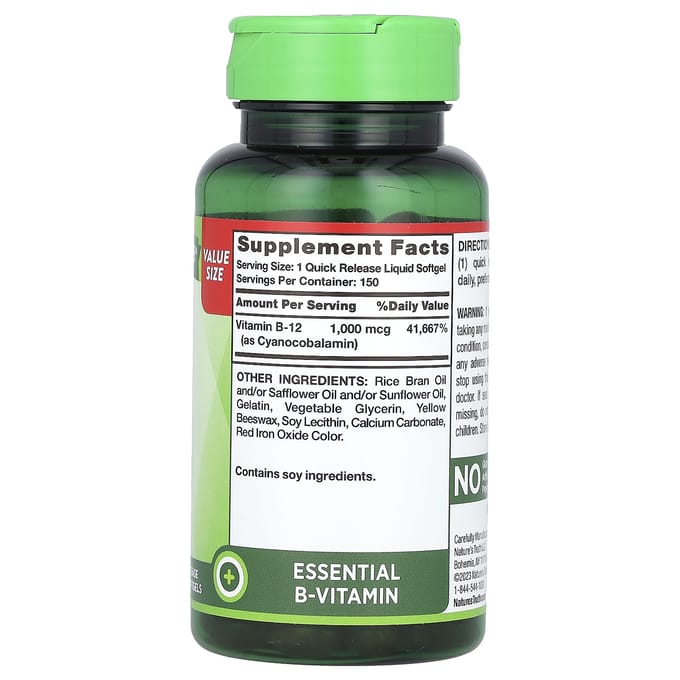 Nature's Truth, B-12 absorbable, 1 000 mcg, 150 gélules liquides à libération immédiate