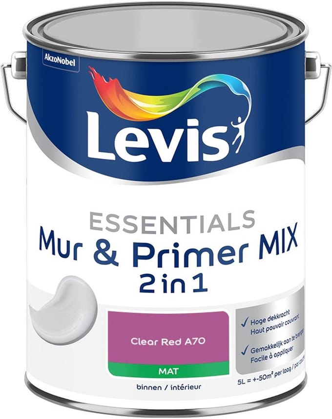 Levis - Essentials Mur & Primer Mix - Clear Red A70 - Mengverf - 5 L
