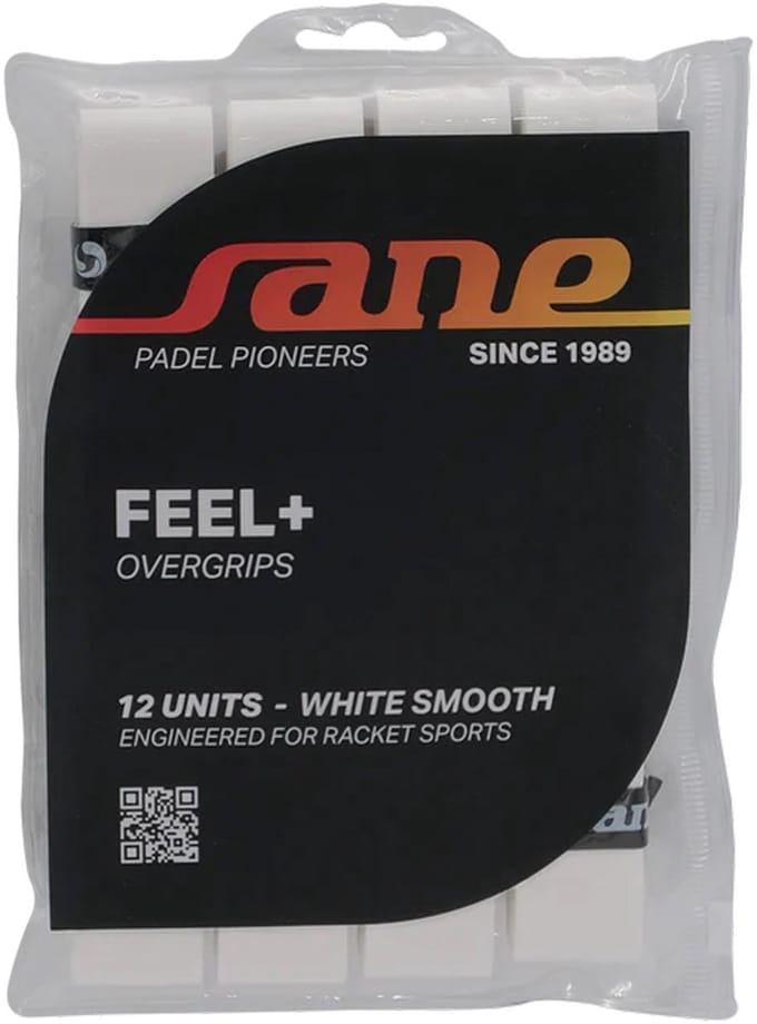 Blisterverpakking met 12 Sane effen witte overgrips