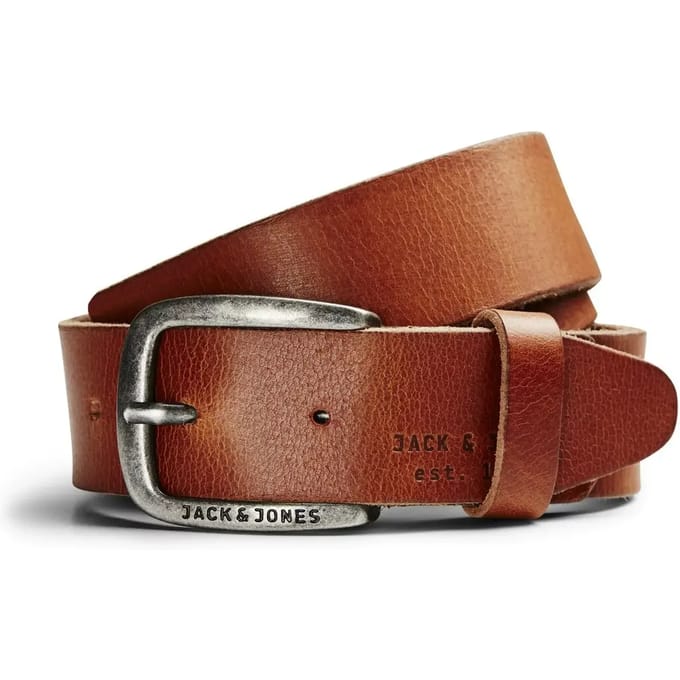 Jack & Jones JacPaul Riem Lichtbruin Leer Zilveren Gesp - 85
