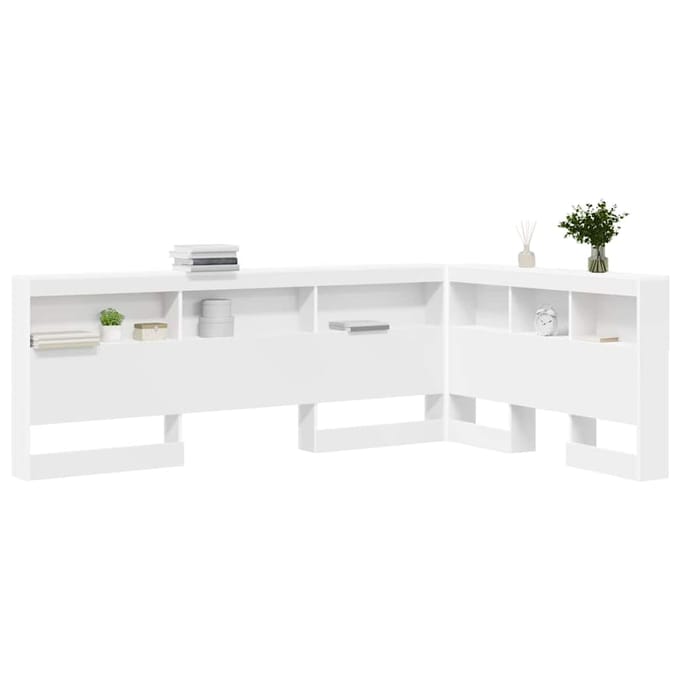 vidaXL - Opberghoofdbord - Wit - 120 - cm - Bewerkt - hout