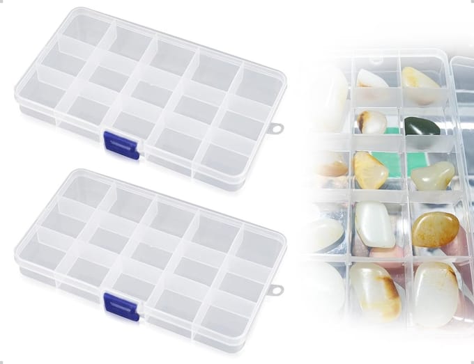 Dailygoods - Set van 2 Transparante Plastic Sorteerdozen met 15 Compartimenten - Sieraden en Schroeven Organizer