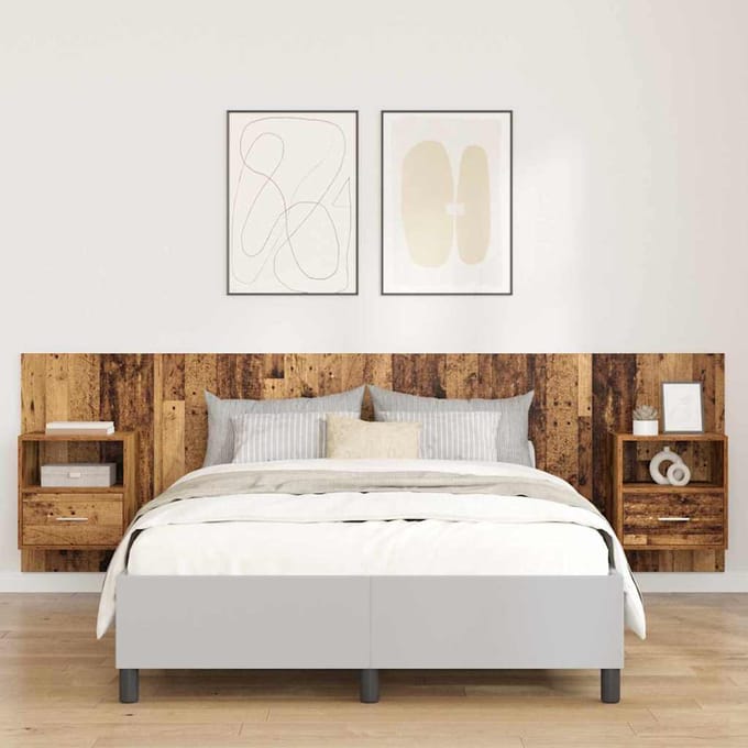 vidaXL - Hoofdeinde - Met - Kast - 3 - st - Oud - Hout - Bewerkt - hout