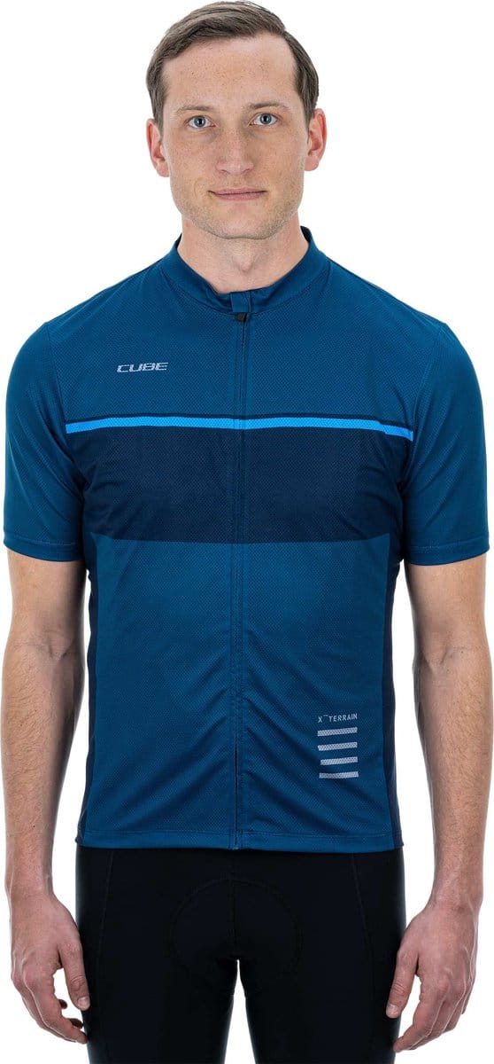 CUBE Fietsshirt ATX JERSEY FULL ZIP S/S BLUE S