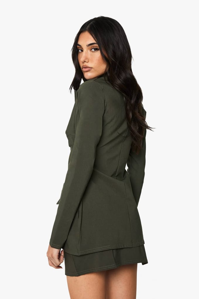 boohoo Dames Bengaline Split Hem Minirok | Kaki | Maat: 38