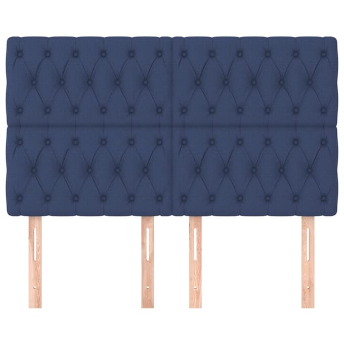 vidaXL - Hoofdbord - blauw - 160x7x118/128 - cm - stof