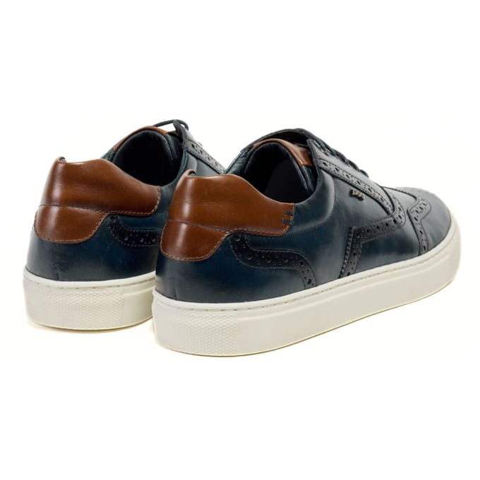 Pod Dobbs Leren Heren Marineblauwe Brogues Schoenen