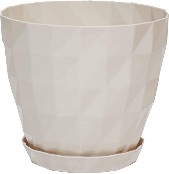 1+1 Sierpot wit transparant Kristal design orchidee rond bloempotten met schaal kruidenpot Ø 19 cm