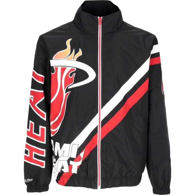 Windjack voor heren Nba Exploded Logo opwarmjack Hardwood Classics Miahea zwart