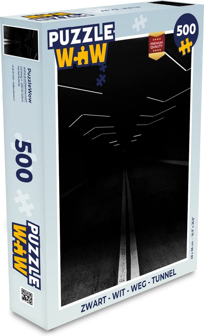 Puzzel Zwart - Wit - Weg - Tunnel - Legpuzzel - Puzzel 500 stukjes