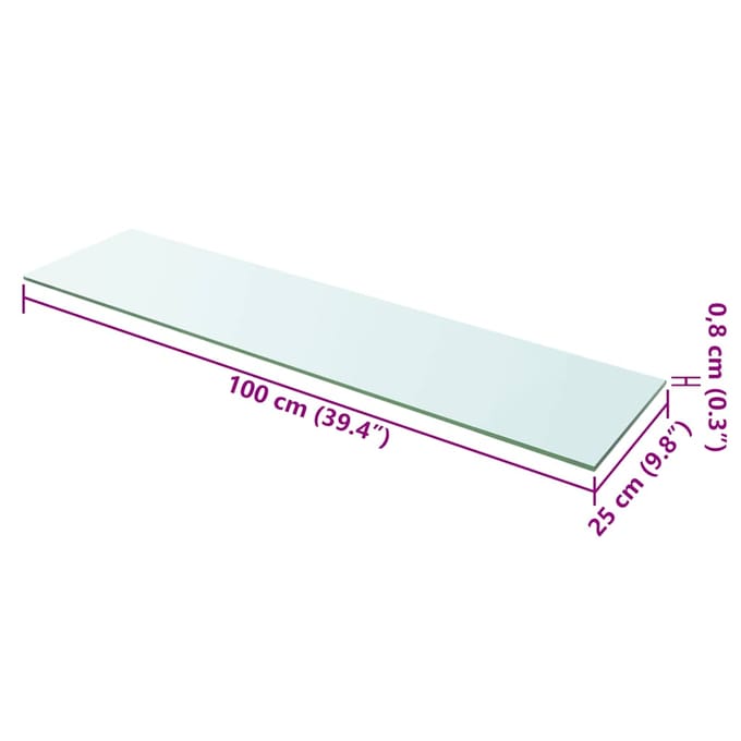 vidaXL - Wandschap - transparant - 100x25 - cm - glas