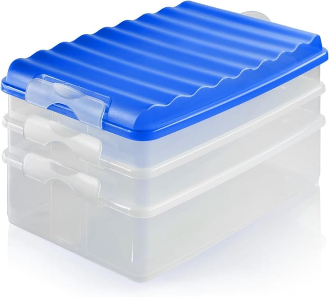 Famanu – Lunchbox met meerdere compartimenten, stapelbare vleeswarenbox voor koelkast, lekvrij
