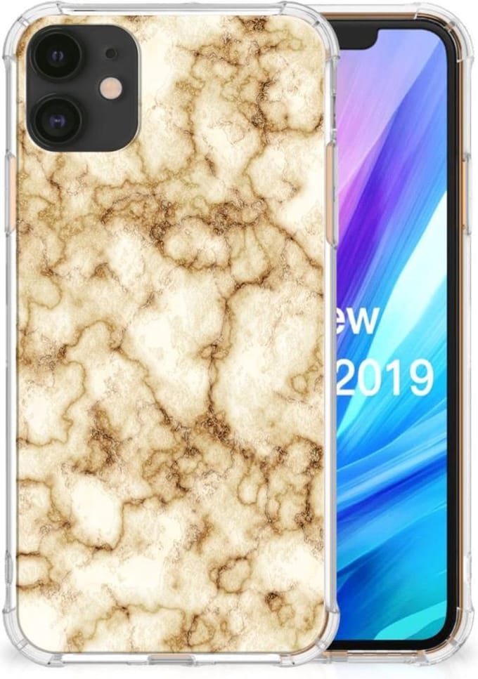 Apple iPhone 11 Anti-Shock Hoesje Marmer Goud