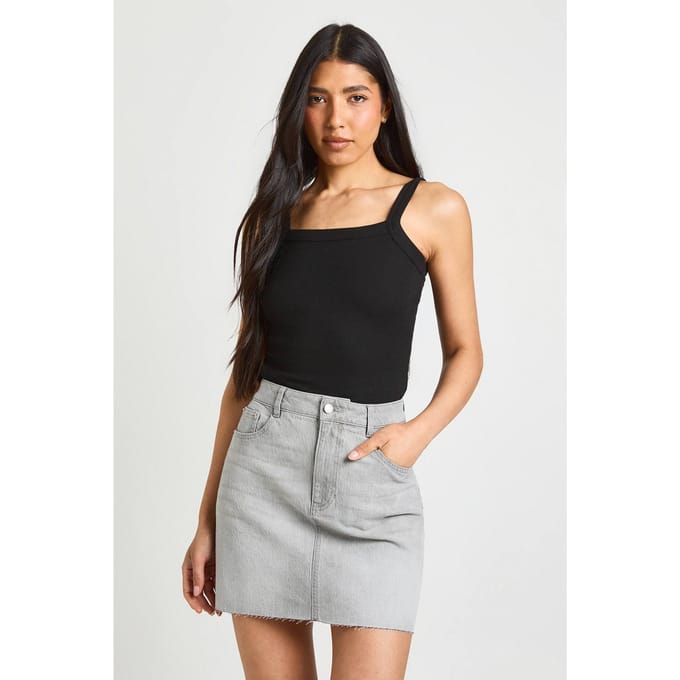 boohoo Dames Lange Denim Minirok | Greywash | Maat: 38