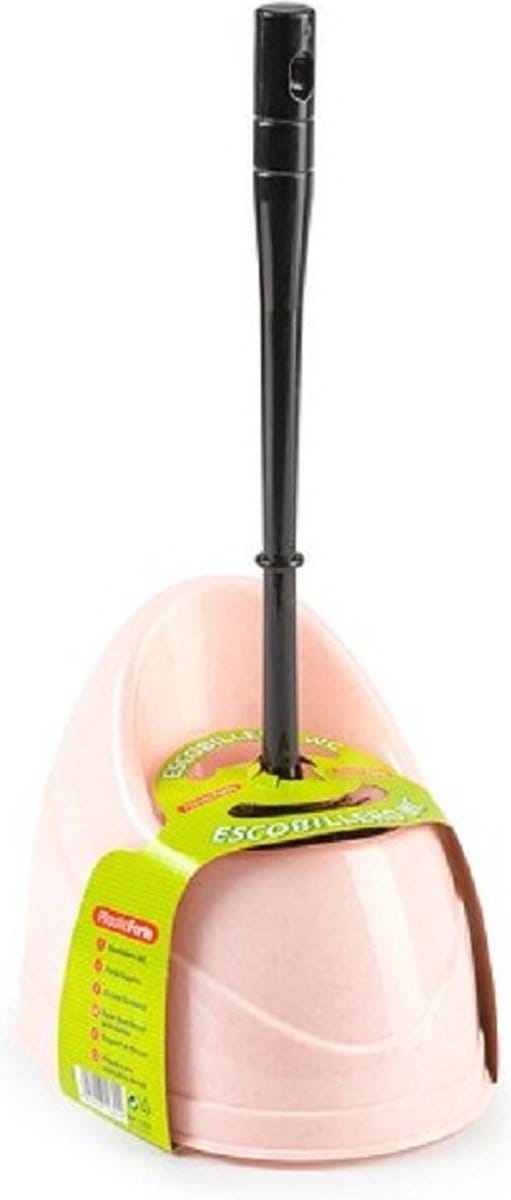 Plasticforte Toiletborstel - wc-borstel - met houder - 45 cm - roze/zwart