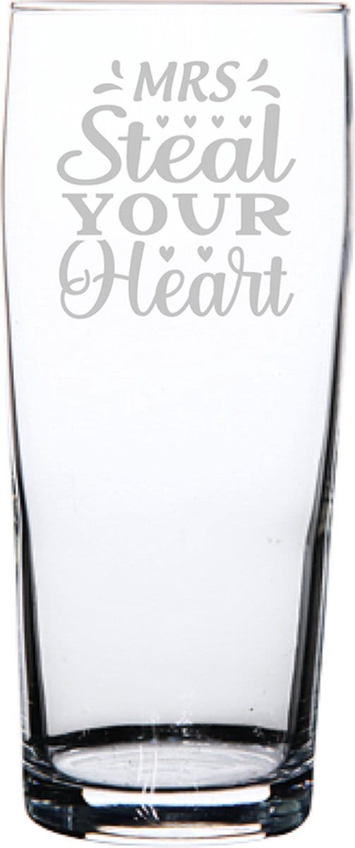 Gegraveerde bierfluitje 19cl Mrs. Steal your heart