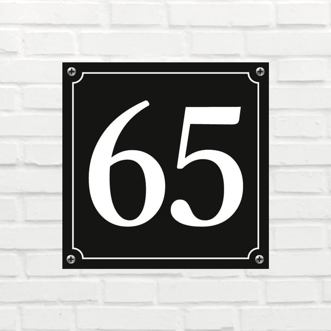 Huisnummerbord Mat zwart Deluxe - Nummer 65 - incl. bevestiging
