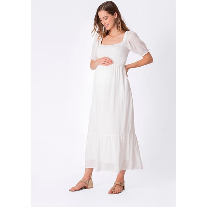 Seraphine Shirred Maternity Dress White Größe: 6 | Kleider Outlet | Damen | Weiß