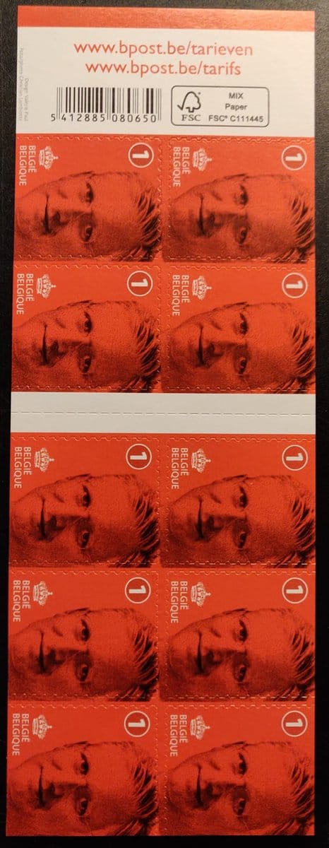 Bpost - 10 postzegels - Tarief 1 - verzending België - Koning Filip