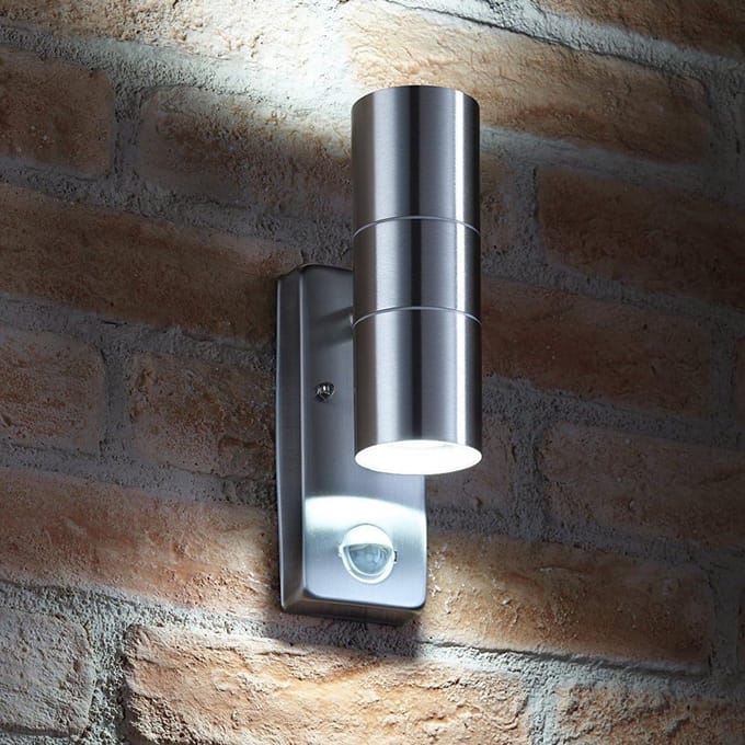 Up & Down Buitenwandlamp met PIR Bewegingssensor Roestvrij Staal