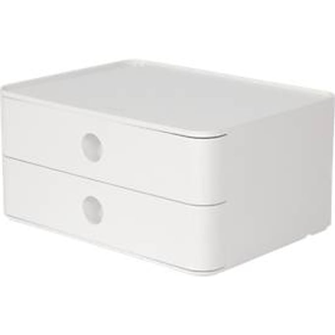 Ladebox HAN Allison Smart-Box, 2 laden met scheidingswanden, kabelhouder, stapelbaar, ABS-kunststof, wit