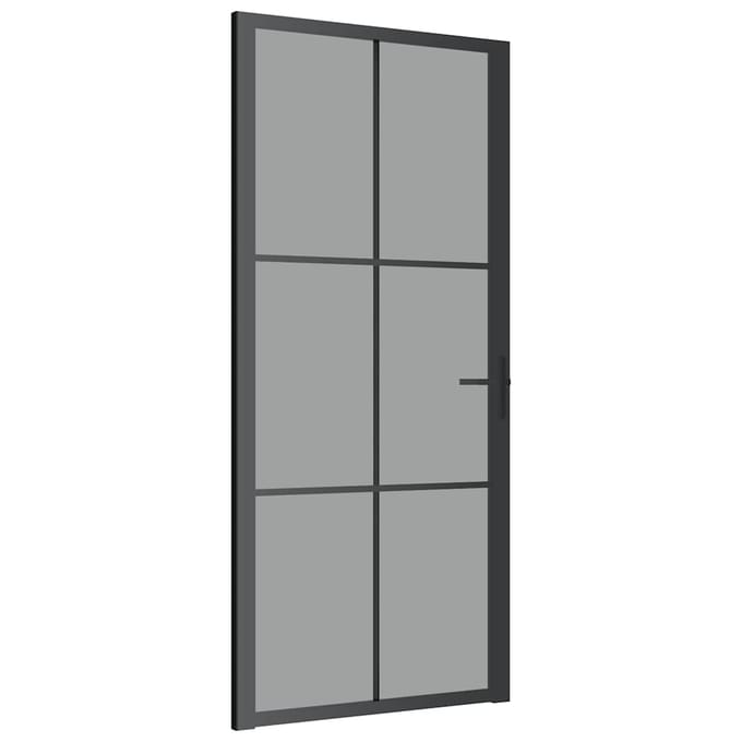 vidaXL - Binnendeur - 93x201,5 - cm - ESG-glas - en - aluminium - zwart