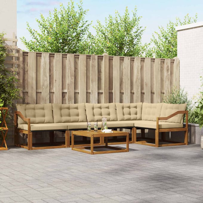 vidaXL - Buiten - bank - set - 6 - st - Natuurlijk - en - Beige