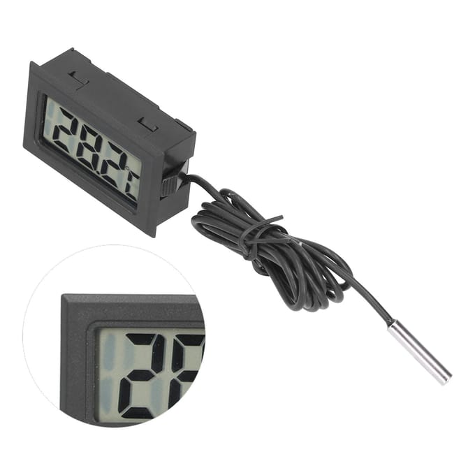 Ingebouwde elektronische thermometer Mini digitale waterdichte temperatuurmeter voor buiten gray