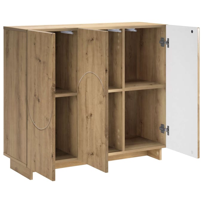 vidaXL - Dressoir - Artisanaal - eiken - 85,5 - x - 31 - x - 75 - cm - Bewerkt - hout