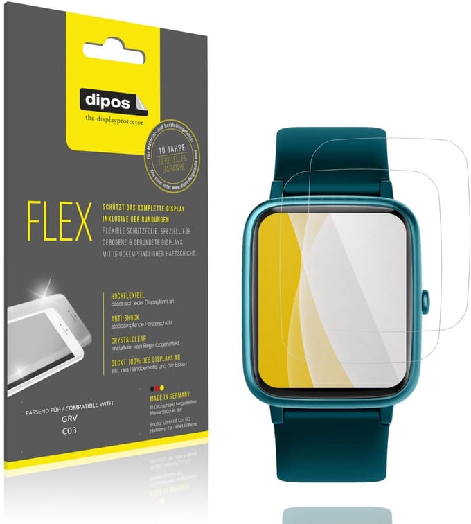 dipos – 2x Beschermfolie geschikt voor GRV C03 | 3D Full Cover Screenprotector | 100% Passend
