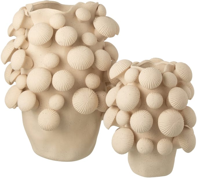 J-Line vaas Fungi - keramiek - beige - large