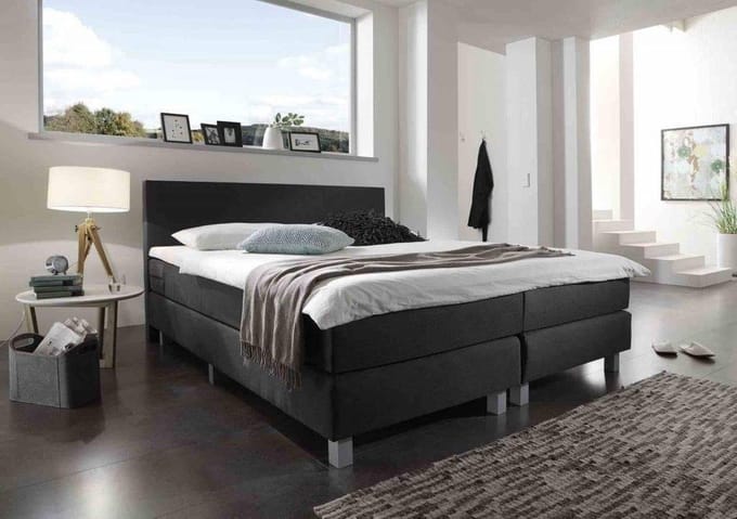 Boxspring Bravo - 160 x 200 - Pocketvering - Stof Antraciet - Inclusief Topmatras - 2-Persoons