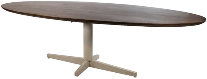 Eettafel Scorpio ovaal Beige poot Mangohout 240x100 cm - walnoot