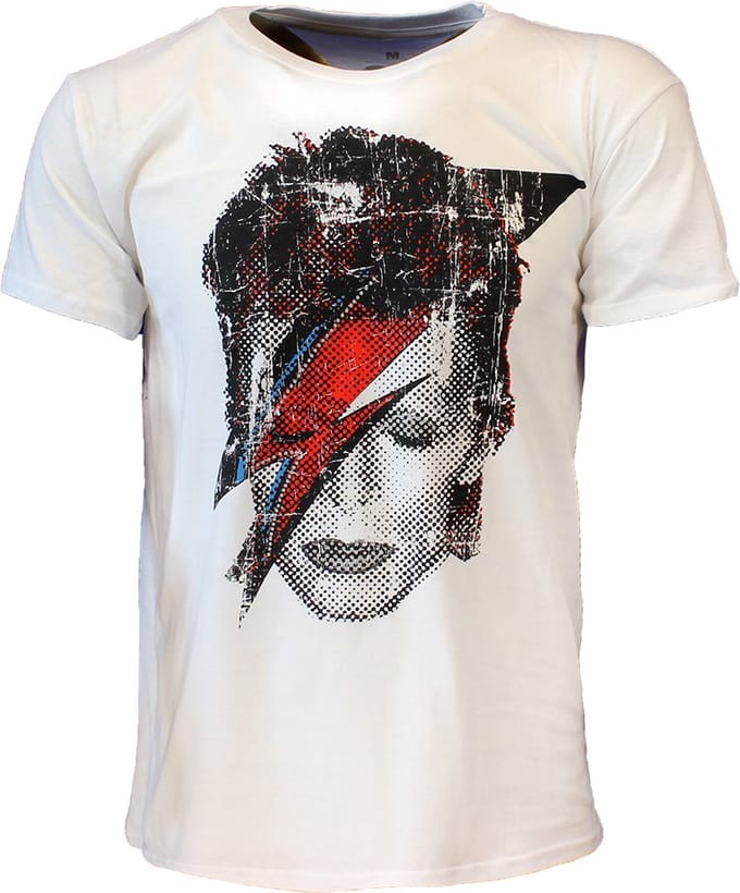 David Bowie Halftone Flash Face T-Shirt - Officiële Merchandise - M